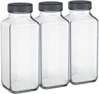 Dapat Digunakan Kembali 200Ml 250Ml 350Ml 500Ml 1 Liter Transparan Square Jus Buah Yogurt Susu Minum Botol Kosong Kaca Botol Susu
