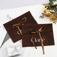 Enveloppe en velours et daim imprimée avec logo personnalisé, sac cosmétique de parfum à rabat, enveloppe de mode, pochette d'emballage en daim pour cadeau de bijouterie