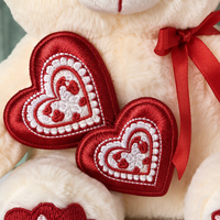 Ensemble de 3 ours en peluche personnalisés en gros, tailles variées, avec décor double cœur, ours blanc et crème mignons pour cadeau d'enfant