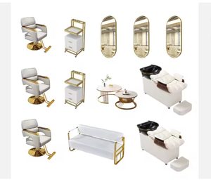 Ensemble de mobilier de salon de coiffure moderne et luxueux, pliable et inclinable, personnalisable, ensemble de chaise de shampooing, miroir, salon de beauté, barbier, fabrication - Product Image 2