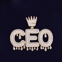 Letras doradas de Hip Hop personalizadas, nombre CZ, colgante de letras ostentosas con collar