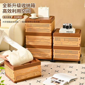 กล่องเก็บของพลาสติกแบบซ้อนได้สไตล์ยุคกลาง ขายส่งราคาพิเศษ พร้อมฝาปิด ล้อเลื่อน และหูหิ้ว พับเก็บได้ - Product Image 1