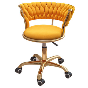 Tufted Salon Chair Swivel Vanity <b>Stool</b> Metal Rolling Computer Chair for Beauty Desk <b>Makeup</b> Studio - Product Image 4