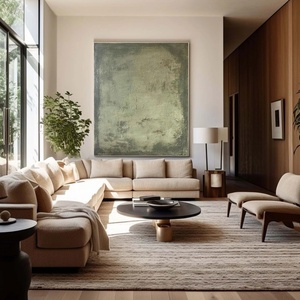 Peinture contemporaine à l'huile texturée sur toile, art mural minimaliste vert moderne pour la maison et la galerie - Product Image 4