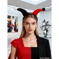Serre-tête de clown bicolore rouge et noir PESENAR pour Halloween, cosplay, fête costumée et événements à thème carnaval