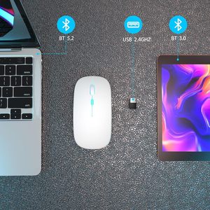 Văn phòng Backlit RGB có thể sạc lại chuột không dây souris Sans Fil chuột không dây USB C sạc <span class=keywords><strong>Bluetooth</strong></span> chuột cho Mac - Product Image 6