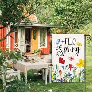 Xin Chào Mùa Xuân 12x18 Inch Hai Mặt Vườn Cờ Thanh Lịch Ngoài Trời Sống <span class=keywords><strong>Polyester</strong></span> Clover Cảm Thấy Trang Trí Cờ Cho Sân - Product Image 6