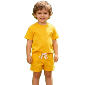 Set di abbigliamento estivo per bambini con Logo personalizzato t-shirt e <span class=keywords><strong>pantaloncini</strong></span> in cotone Casual 2 pezzi set di abbigliamento per ragazzi all'ingrosso - Product Image 1
