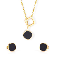 Ensemble de Bijoux Ason Fashion en Acier Inoxydable Plaqué Or 18K avec Zircon Personnalisé Boucles d'Oreilles et Collier pour Femmes et Filles