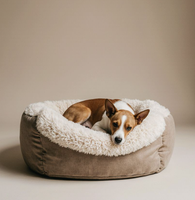 Lit pour chien en peluche écologique, canapé pour animaux de compagnie avec accoudoir, coussin orthopédique amovible pour chien, nid pour chat, lit pour chien