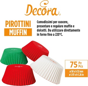 DECORA 0339747 Pirottini di Carta Usa e Getta Resistenti al Forno fino a 220°C Confezione Blister Bianco Rosso Verde - Product Image 2