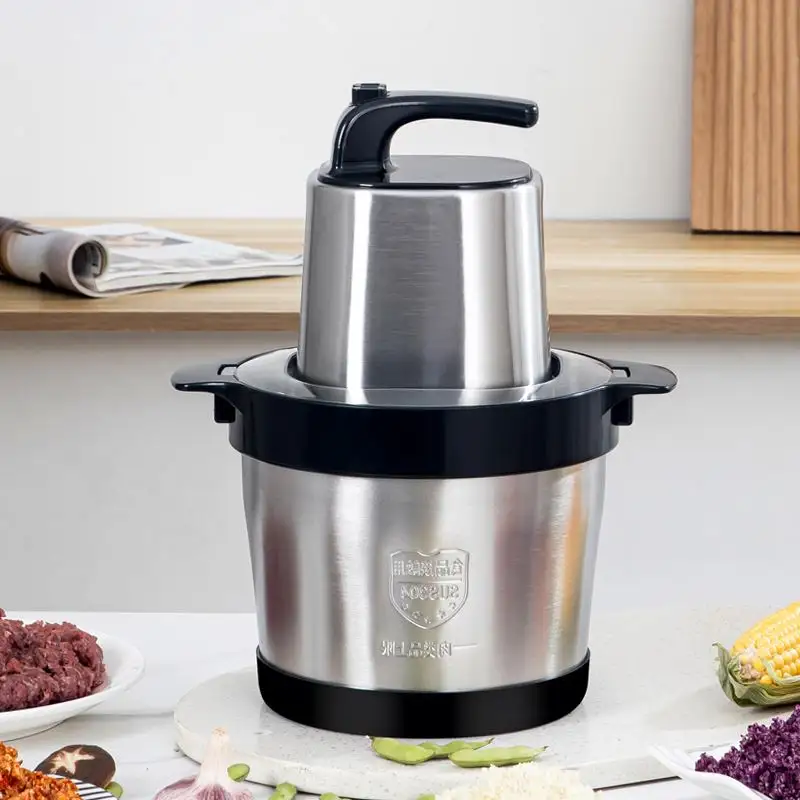 Batidora eléctrica de verduras, fruta, carne grande, potencia, 6l, 1000W, tazón de acero inoxidable, picador de Alimentos/