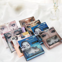 Lot de 2 paires de cils naturels 3D en gros, sans cruauté animale, avec étiquette personnalisable