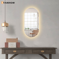 Miroir LED lumineux décoratif mural de grande taille STANHOM CE RoHS UKCA, à intensité variable, en forme d'arche