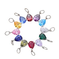 Pendentif Collier en Acier Inoxydable avec Zircon en Forme de Poire, Pierre de Naissance de Décembre, Sertie à Griffes