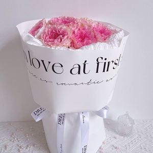 20 pièces/lot Papier d'emballage pour bouquet en papier kraft imperméable imprimé avec des lettres d'amour de couleur unie, pour les fournitures de fleuristes - Product Image 2