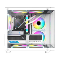 Caja de PC para Juegos MicroATX de Torre Media, Panel Frontal Curvo, Ventana Lateral con Vista Completa, Compatible con Enfriadores Líquidos de 240 mm, Acero