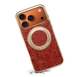 Étui de téléphone vintage de luxe en cuir véritable <span class=keywords><strong>pour</strong></span> <span class=keywords><strong>iPhone</strong></span> 17 Pro Max avec support magnétique électroplaqué, antichoc, sac OPP de protection - Product Image 5