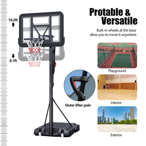 Sistema <span class=keywords><strong>de</strong></span> <span class=keywords><strong>aro</strong></span> <span class=keywords><strong>de</strong></span> baloncesto ajustable <span class=keywords><strong>de</strong></span> 43 "x 30" <span class=keywords><strong>Red</strong></span> <span class=keywords><strong>de</strong></span> borde <span class=keywords><strong>de</strong></span> plástico <span class=keywords><strong>para</strong></span> exteriores con soporte y ruedas <span class=keywords><strong>para</strong></span> <span class=keywords><strong>aro</strong></span> <span class=keywords><strong>de</strong></span> baloncesto montado en la pared del hogar - Product Image 2