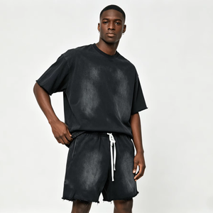 Shorts Bermuda en Coton Lavé pour Homme avec Cordon de Serrage, Noir Uni, Style Décontracté, Taille Mi-Haute, Tissu Respirant - Product Image 1