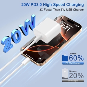 อะแดปเตอร์ชาร์จเร็ว USB-C 20W PD สำหรับ <span class=keywords><strong>iPhone</strong></span> 16 15 <span class=keywords><strong>14</strong></span> 13 12 11 <span class=keywords><strong>Pro</strong></span> <span class=keywords><strong>Max</strong></span>/สำหรับ MacBook Air/สำหรับ iPad <span class=keywords><strong>Pro</strong></span> สาย Type C - Product Image 2