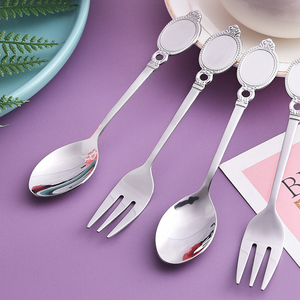 DFA0336 Cuchara y Tenedor de Acero Inoxidable Estilo Europeo con Diseño Creativo de Cuentas, Cuchara para Café, Tenedor para Postre, Cuchara para Comida, para el Hogar y Restaurantes - Product Image 5