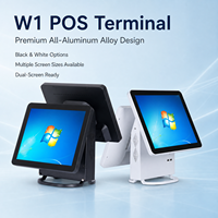 Terminal de point de vente à double écran, 15 pouces, Windows, système de caisse tout-en-un