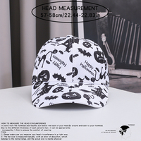 Cappellino da Baseball Personalizzato a 6 Pannelli con Visiera Curva, Stampa Silhouette Halloween in Bianco e Nero, Fornitore OEM ODM, Vendita all'Ingrosso Diretta dalla Fabbrica