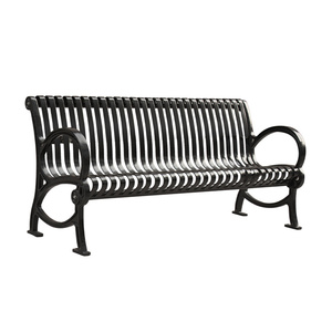 Mobilier d'extérieur, banc 3 places en métal antirouille pour parc extérieur avec cadre en acier moulé enduit de poudre pour jardin et patio - Product Image 4