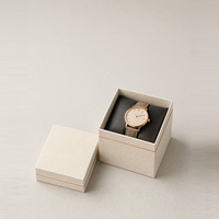 Boîte à montre personnalisée en carton rigide avec couvercle et base, bordure dorée, boîte de rangement pour montre mécanique, cadre intérieur