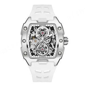 Hot Sale New MEGIR 8602G Men's Automatic Mechanical Watch <b>Waterproof</b> Luminous Tonneau Dial Rubber Strap Hollow Out <b>Wristwatch</b> - Product Image 4