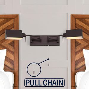 Lampada <span class=keywords><strong>da</strong></span> <span class=keywords><strong>Parete</strong></span> <span class=keywords><strong>a</strong></span> LED con Doppio <span class=keywords><strong>Braccio</strong></span> Orientabile in Ferro, Design Nord Europeo, Controllo <span class=keywords><strong>a</strong></span> Catena, Voltaggio Universale, Ricarica USB per Camera <span class=keywords><strong>da</strong></span> Letto - Product Image 1