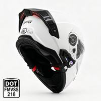 Harga Grosir Pabrik Helm Flip Up Putih Bersertifikasi DOT Modular LED (Opsional) Cangkang ABS Lapisan Busa Logo Kustom