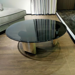 Tavolino da Salotto di <span class=keywords><strong>Design</strong></span> Italiano di Lusso, <span class=keywords><strong>Tavolo</strong></span> Consolle <span class=keywords><strong>Rotondo</strong></span> con Specchio e Cornice Oro e Nero - Product Image 4