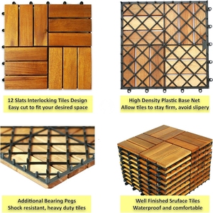 La plate-forme en bois solide couvre de tuiles de verrouillage de patio, tuiles extérieures de balcon de Decking - Product Image 4