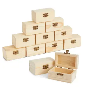 Lot de 12 boîtes en bois non finies pour l'artisanat Boîtes en bois personnalisées pour la décoration artisanale