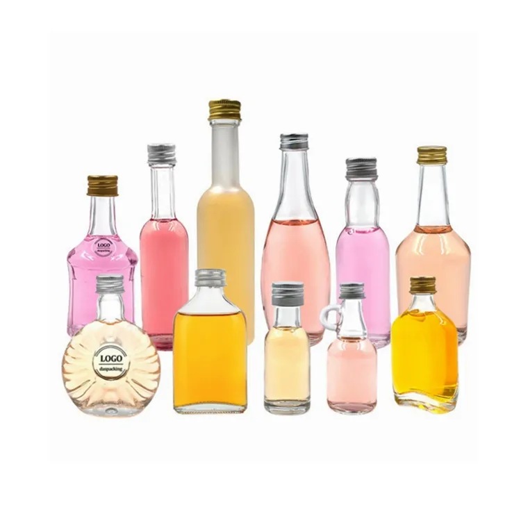 50ml 100ml 2oz mini bottiglie vuote all'ingrosso di vetro liquore con tappo in alluminio per liquore vino alcol