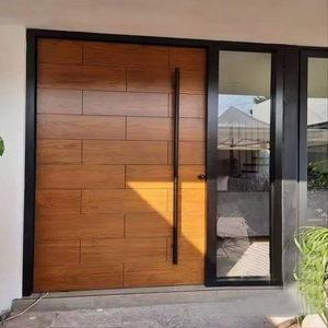 Porte di Sicurezza Moderne per Casa Personalizzate dalla Migliore Fabbrica Cinese Porte Esterne in Legno Massiccio con Perno per Villa - Product Image 2