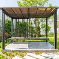 Pérgola de Aluminio de Lujo con Techo Bioclimático, Estructura de Patio Motorizada para Jardín Exterior