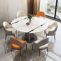 Ensemble table et chaises de salle à manger Wayon Modern, rotatif et extensible, adapté aux projets de villas.
