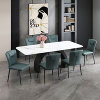 Chaise de salle à manger moderne et robuste avec structure métallique et dossier rembourré en cuir, design nordique décontracté, mobilier de maison