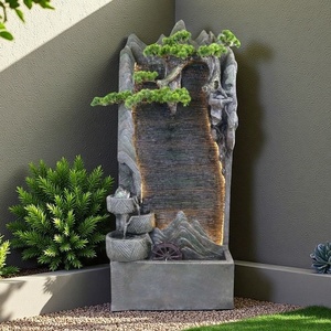 Best-Selling Grande Resina Cortina De Água Parede Outdoor Fountain Waterfall LED Lights Resistente às intempéries Handmade Autoportante para - Product Image 1