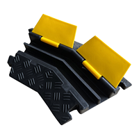 Protector de Cables de Goma Leahua Negro y Amarillo 400*240*45mm, Canal de 32x32mm, Reductor de Velocidad para Seguridad Vial