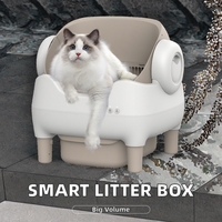 Bac à litière intelligent pour chat contrôlé par application, extra large 65L, PP+ABS+POM, carré, éliminateur d'odeurs, bac à litière automatique autonettoyant
