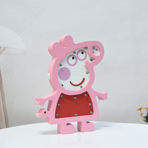 Baby Peppa Luz de pared de madera Decoración de pared de guardería, Luz LED Decoración de la habitación de los niños Luz de noche Diseño personalizado para niños - Product Image 4