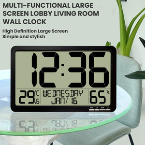 Reloj de pared de pantalla grande multifuncional con temperatura, humedad, fecha, alarma: para ancianos, oficina, 8 zonas horarias, DST automático - Product Image 2