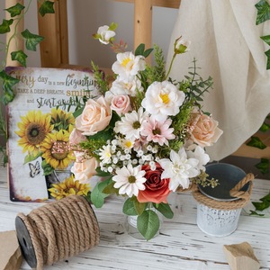 ช่อดอกกุหลาบประดิษฐ์ CallaFloral ทำจากผ้าพลาสติกถัก สำหรับตกแต่งงานแต่งงานและบ้าน CF01448 - Product Image 1