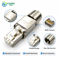Konektor RJ45 CAT7 SFTP Tanpa Alat, Paduan Seng, Perisai Penuh 8P8C, Tanpa Crimp, 10Gbps 600MHz untuk Kabel Data Center