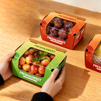 Boîte d'emballage personnalisée transparente pour petits fruits, boîte cadeau pour cerises, boîte d'emballage universelle en carton ondulé avec poignée