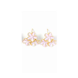 Boucles d'oreilles tendance en acier inoxydable 316L avec placage or PVD, motif fleur rose - Product Image 1